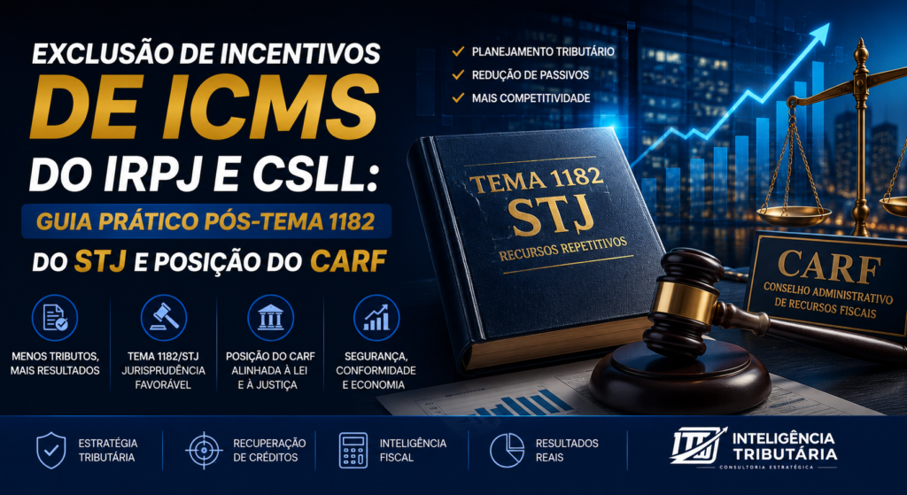 Exclusão de incentivos de ICMS do IRPJ e CSLL após Tema 1182 do STJ e posição do CARF