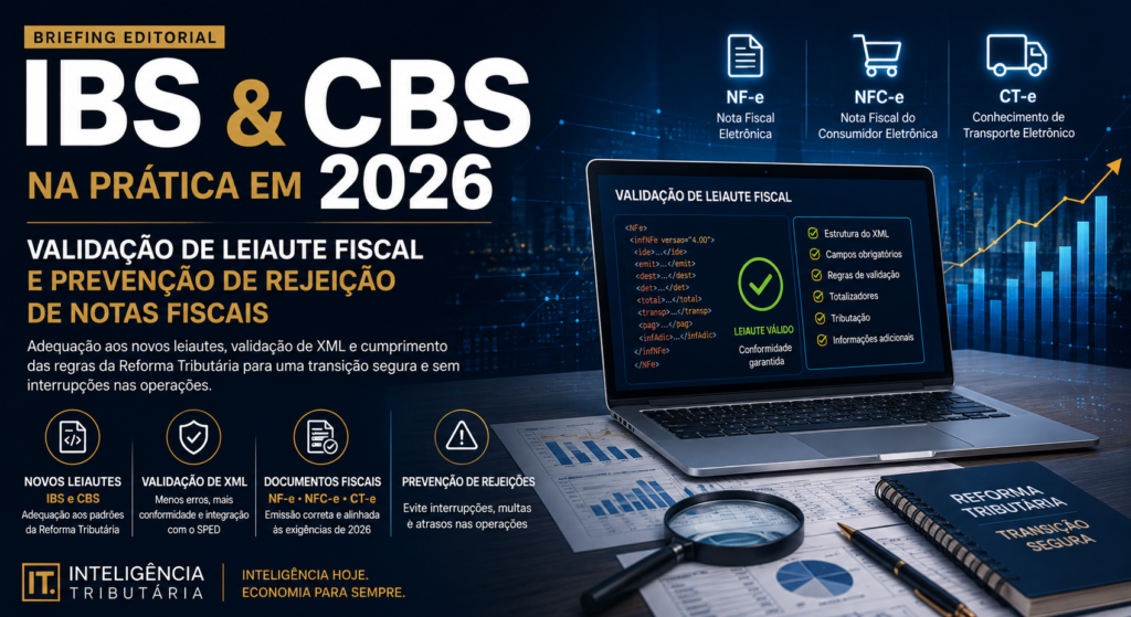 IBS e CBS na prática em 2026 — validação de leiaute fiscal, XML e prevenção de rejeição de notas fiscais